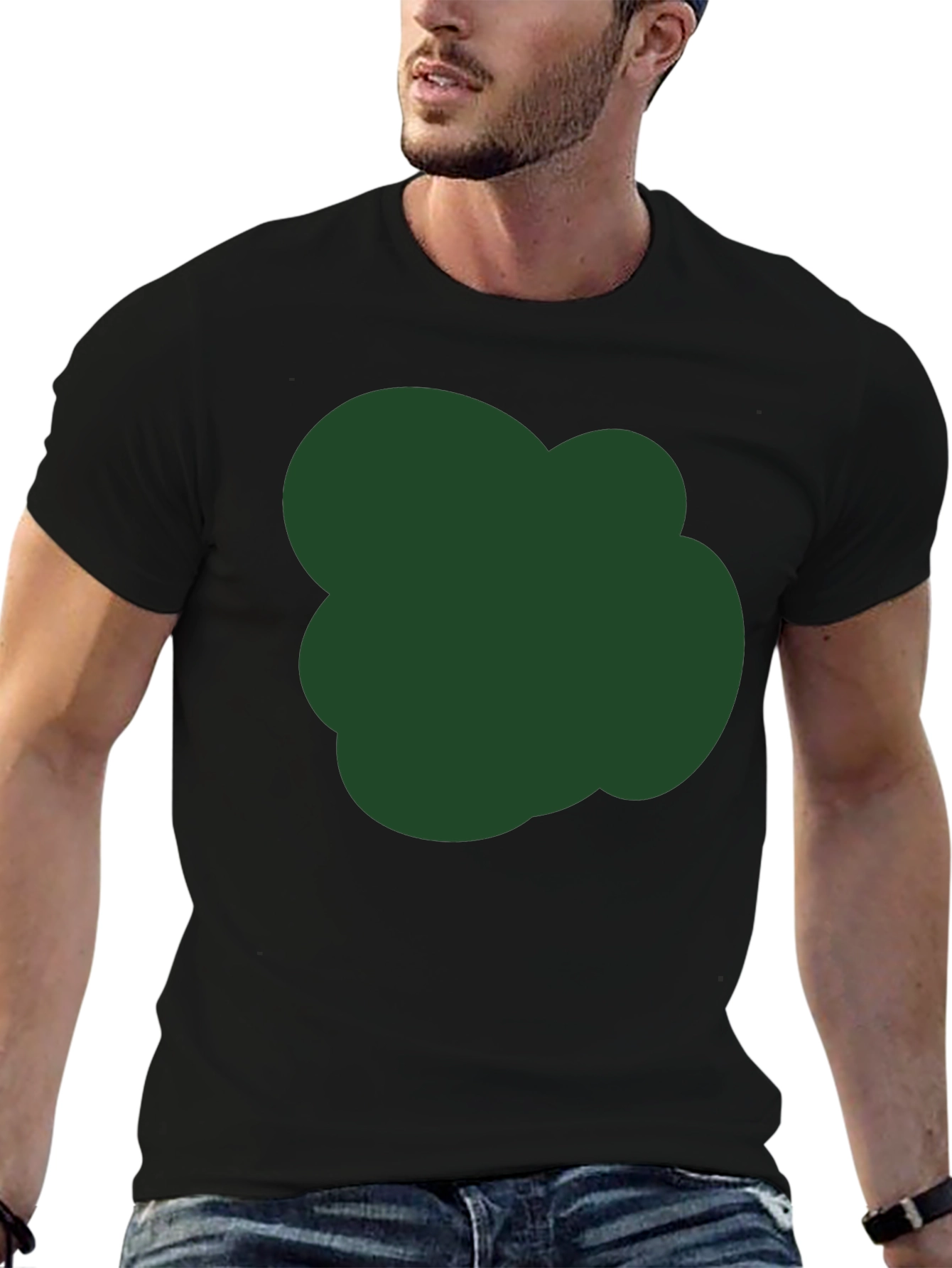 Modern Black T-Shirt with Unique Green Graphic