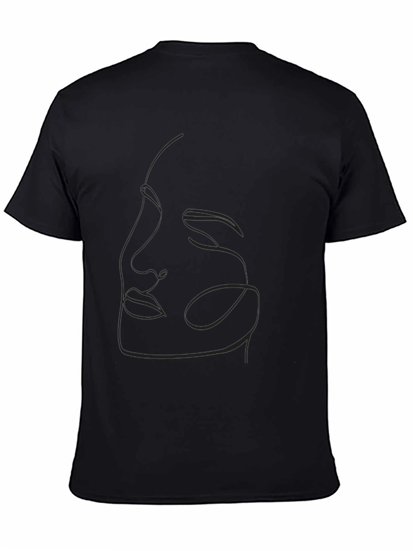 Abstract Line Art Face Black T-Shirt