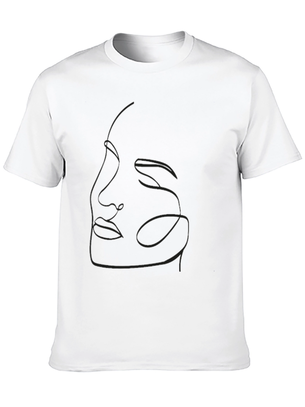 Abstract Line Art Face Black T-Shirt