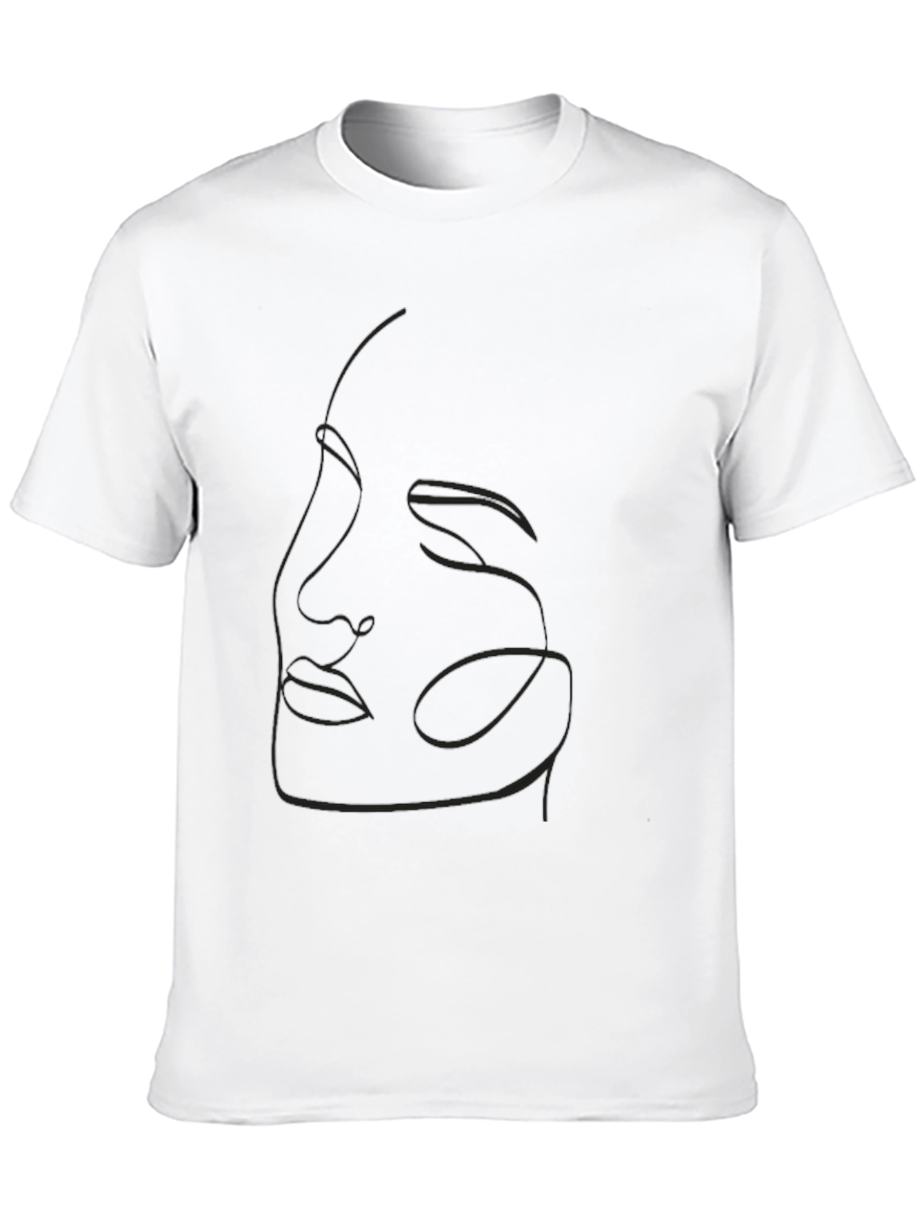 Abstract Line Art Face Black T-Shirt