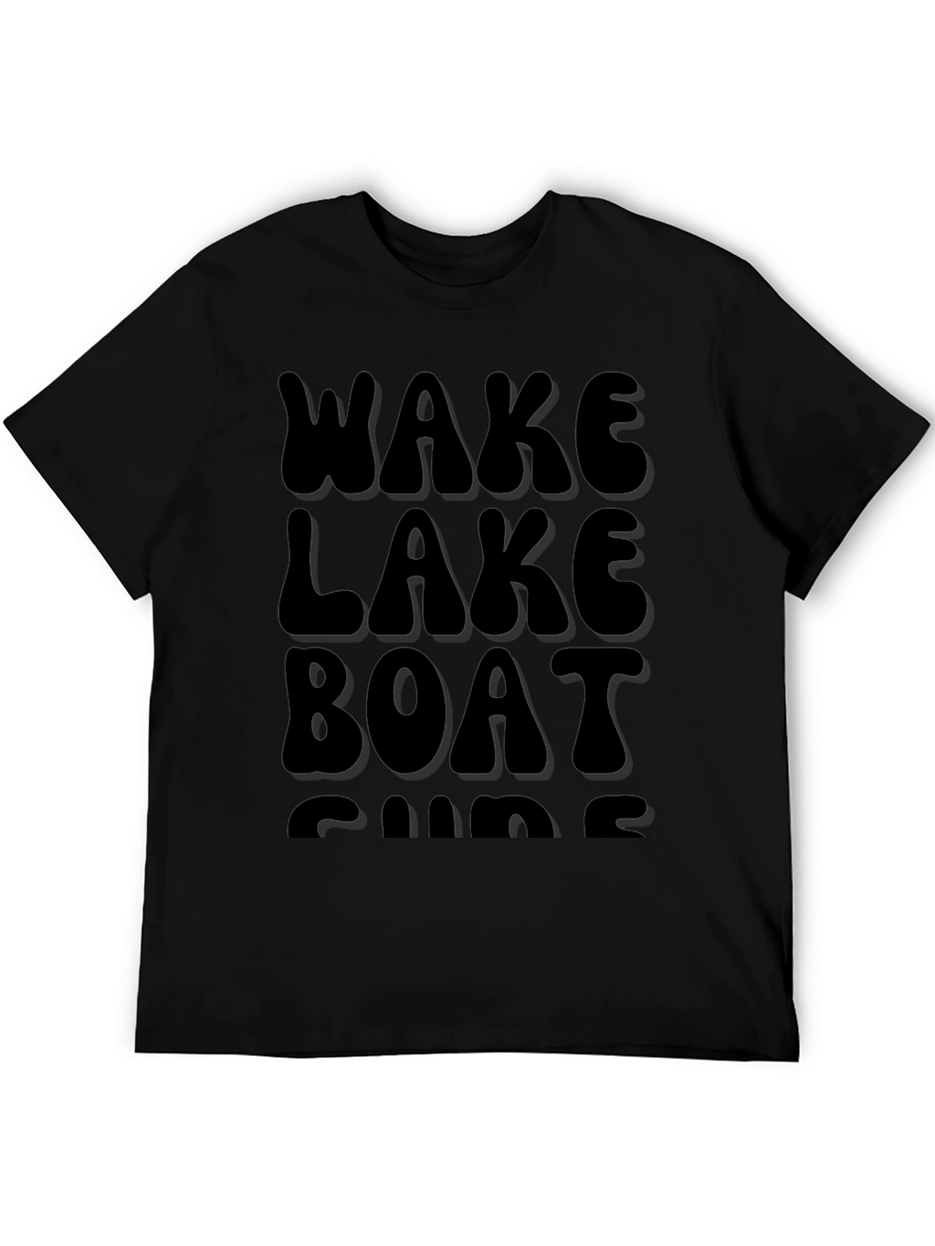 Wake Lake Boat Surf T-Shirt Black Cotton Tee