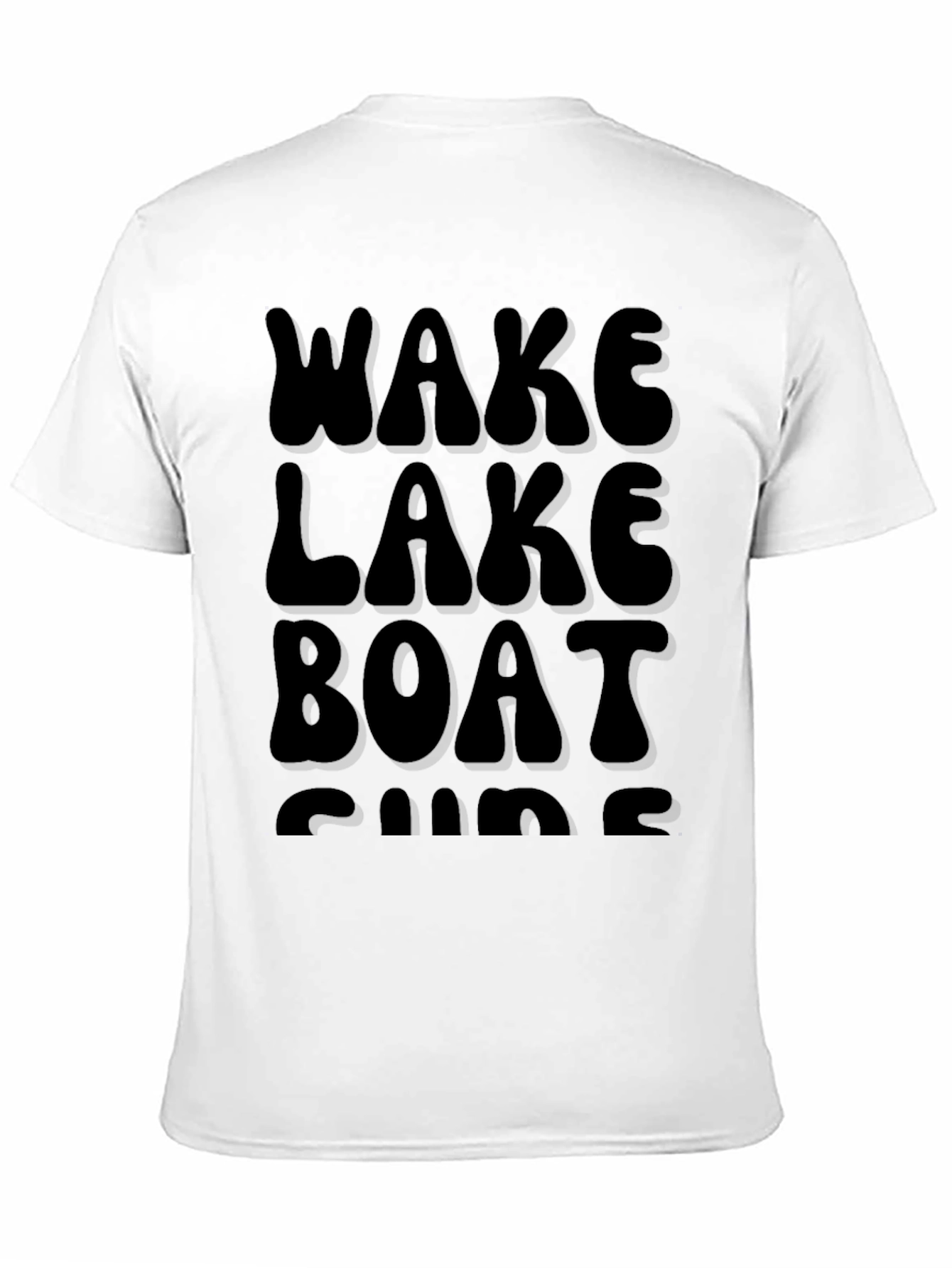 Wake Lake Boat Surf T-Shirt Black Cotton Tee
