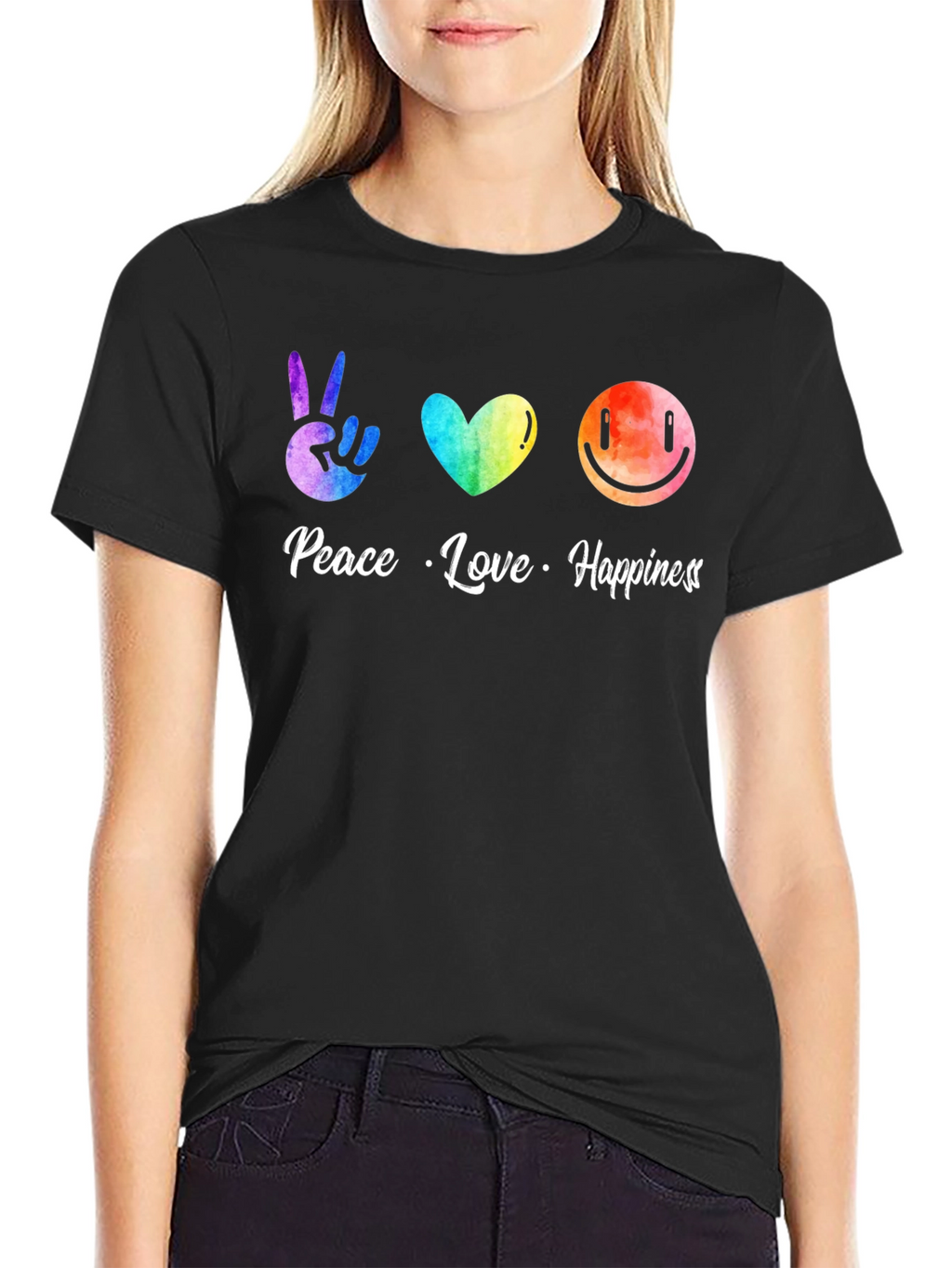 Peace Love Happiness Graphic Tee