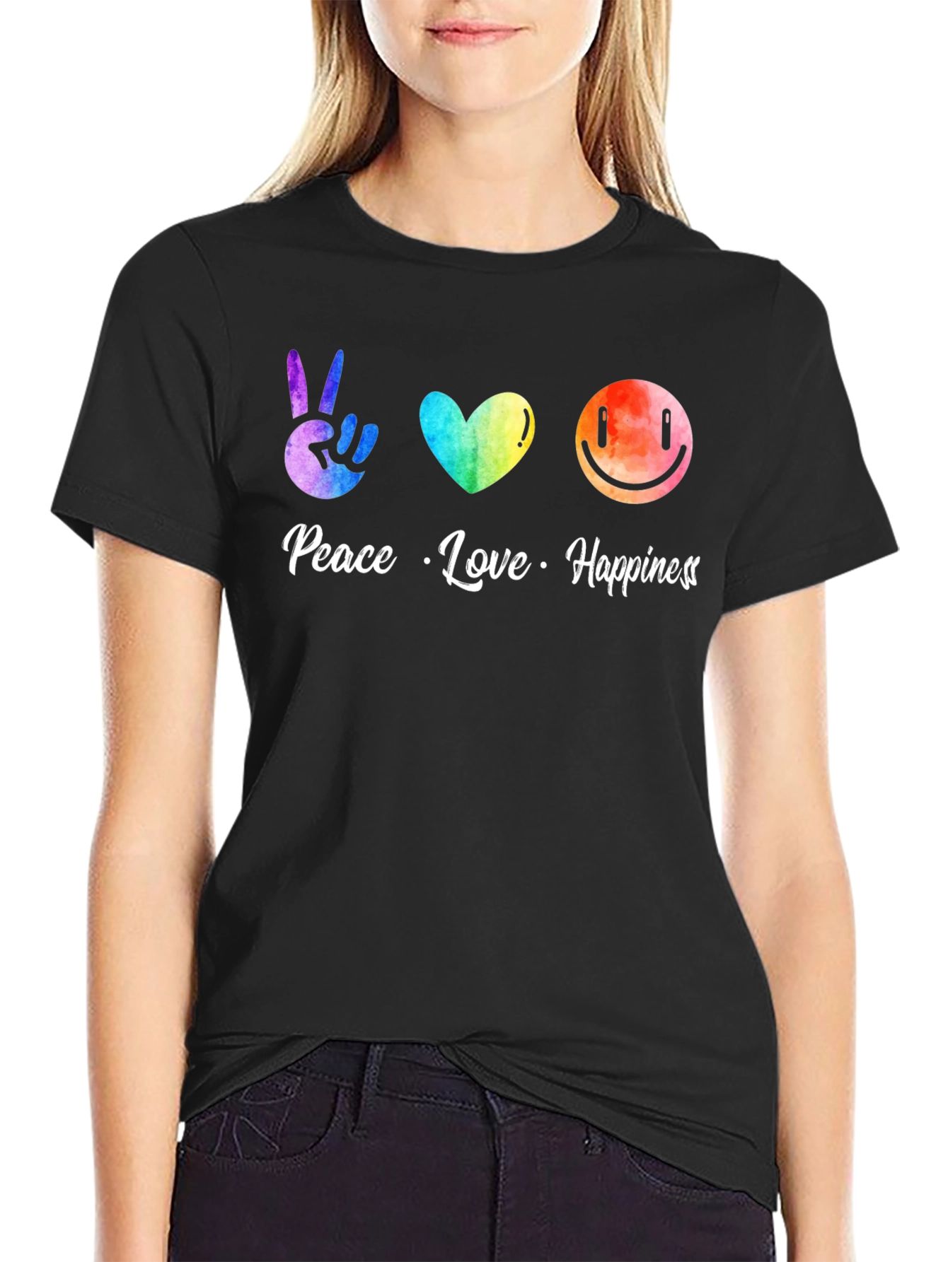 Peace Love Happiness Graphic Tee