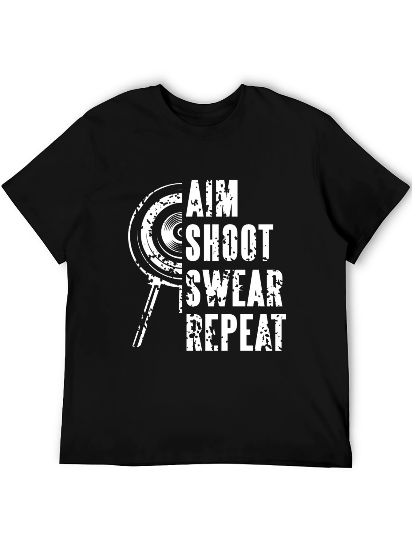 Aim Shoot Swear Repeat Black Graphic Tee
