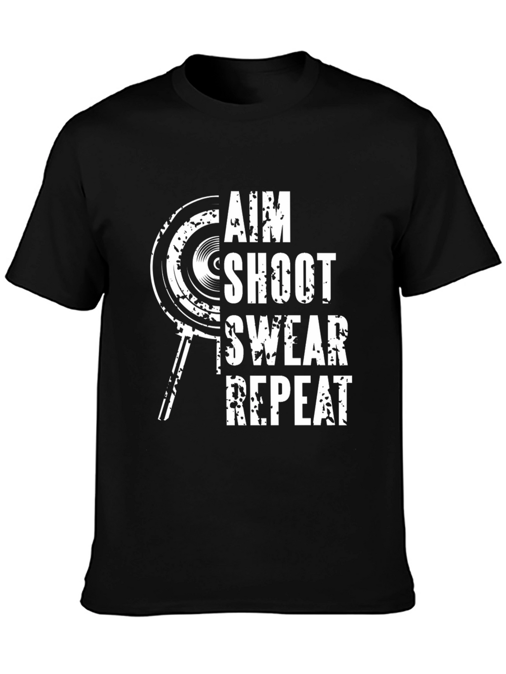 Aim Shoot Swear Repeat Black Graphic Tee