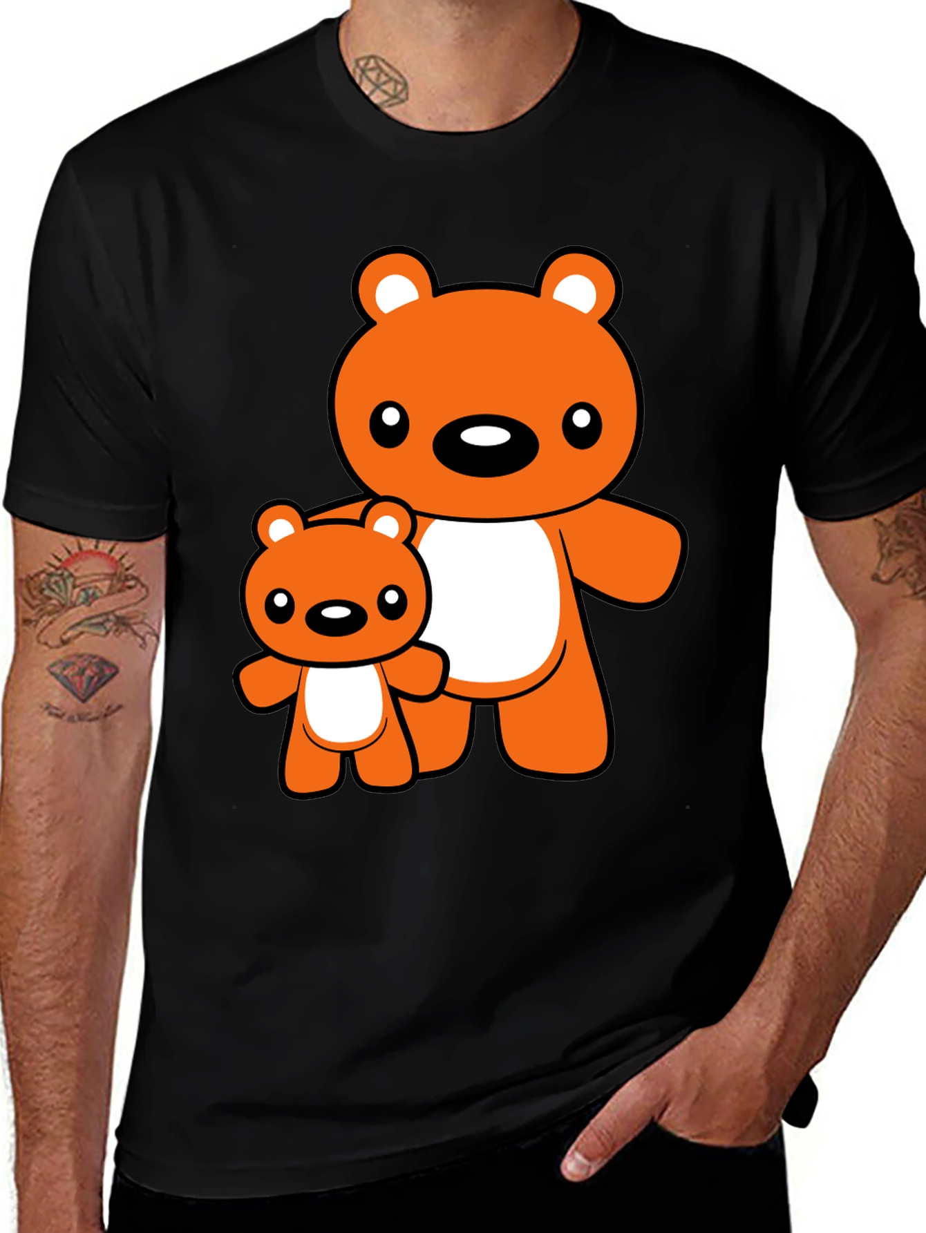 Cute Bear Graphic Tee - Black T-Shirt