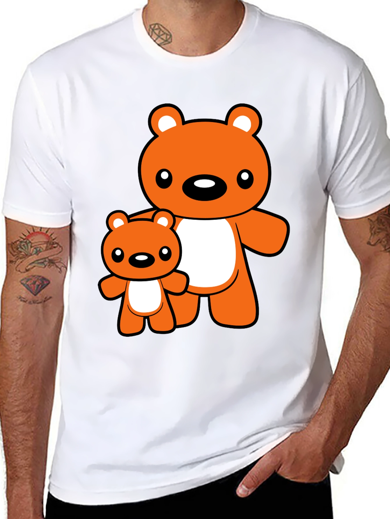 Cute Bear Graphic Tee - Black T-Shirt