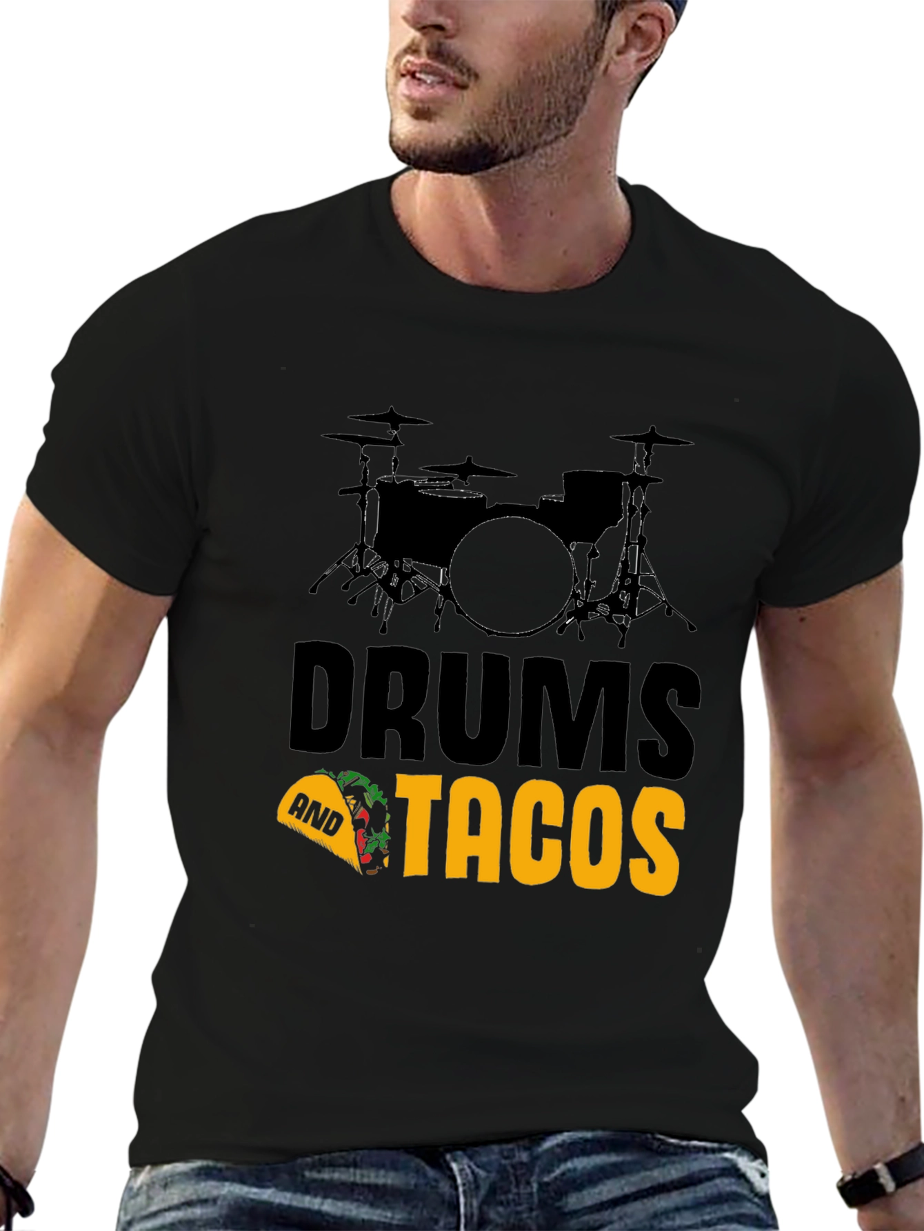 Drums and Tacos Graphic T-Shirt - Musician Foodie Tee