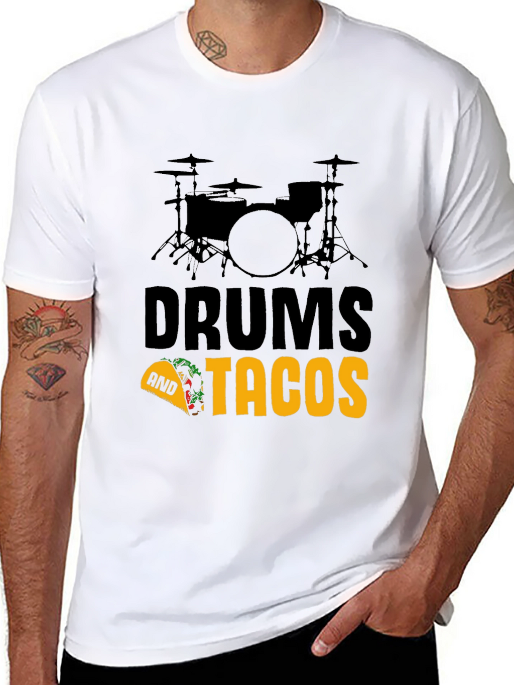 Drums and Tacos Graphic T-Shirt - Musician Foodie Tee