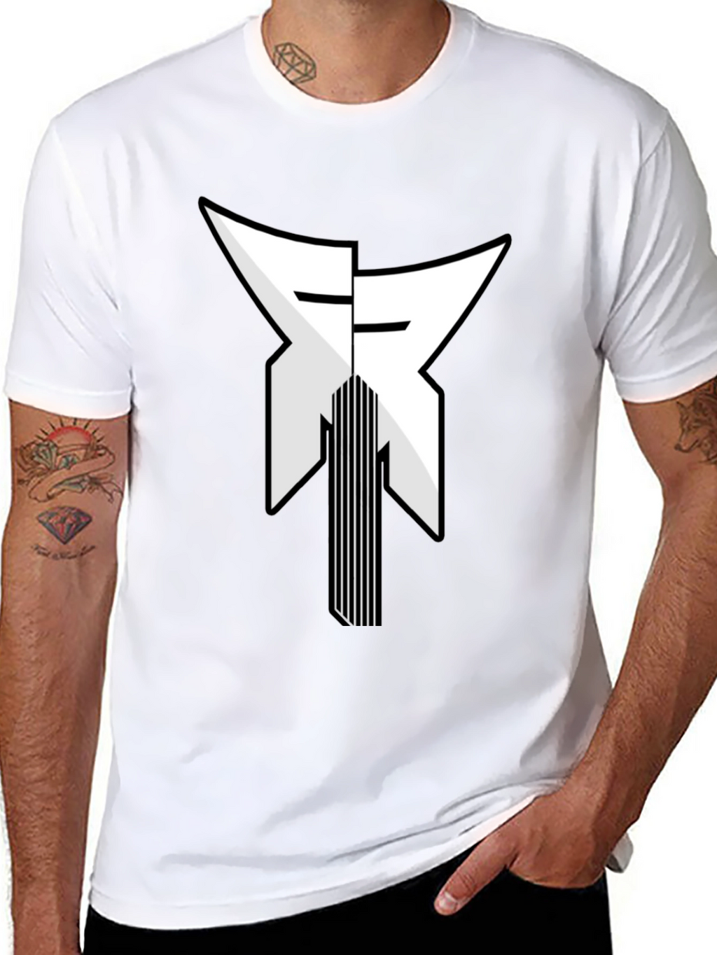 Abstract Graphic Print Black Tee