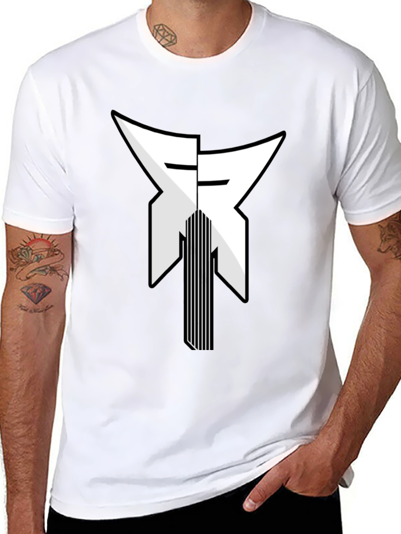 Abstract Graphic Print Black Tee