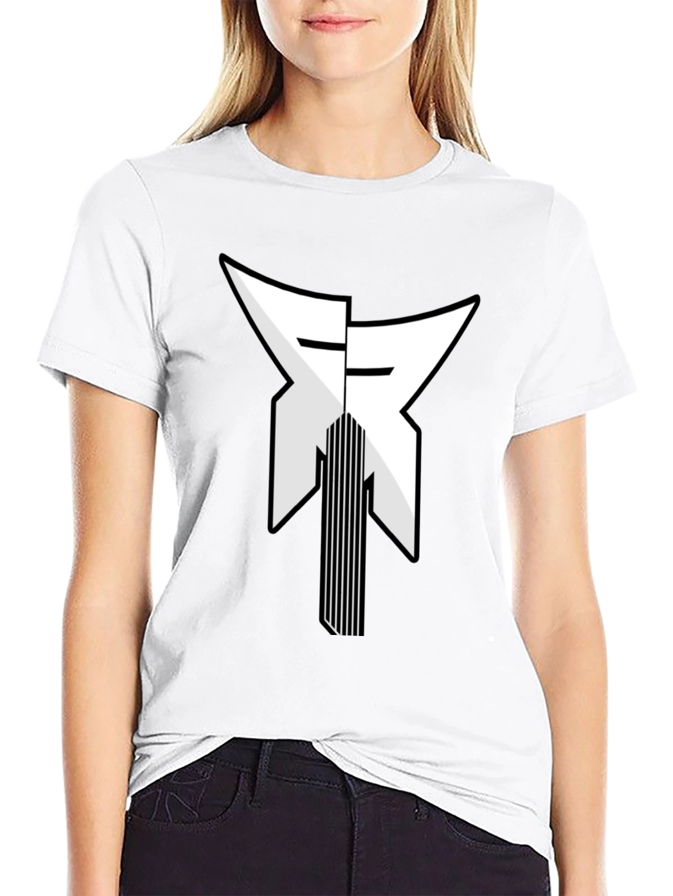 Abstract Graphic Print Black Tee