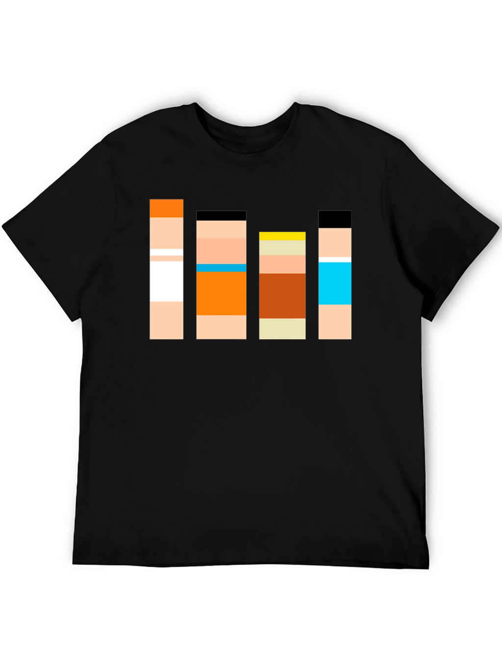 Retro Character Block T-Shirt - Classic Cartoon Style