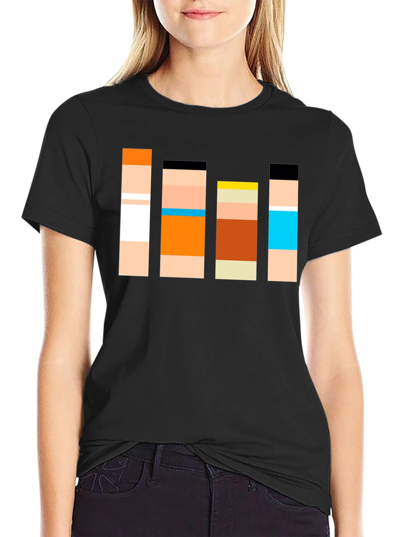 Retro Character Block T-Shirt - Classic Cartoon Style