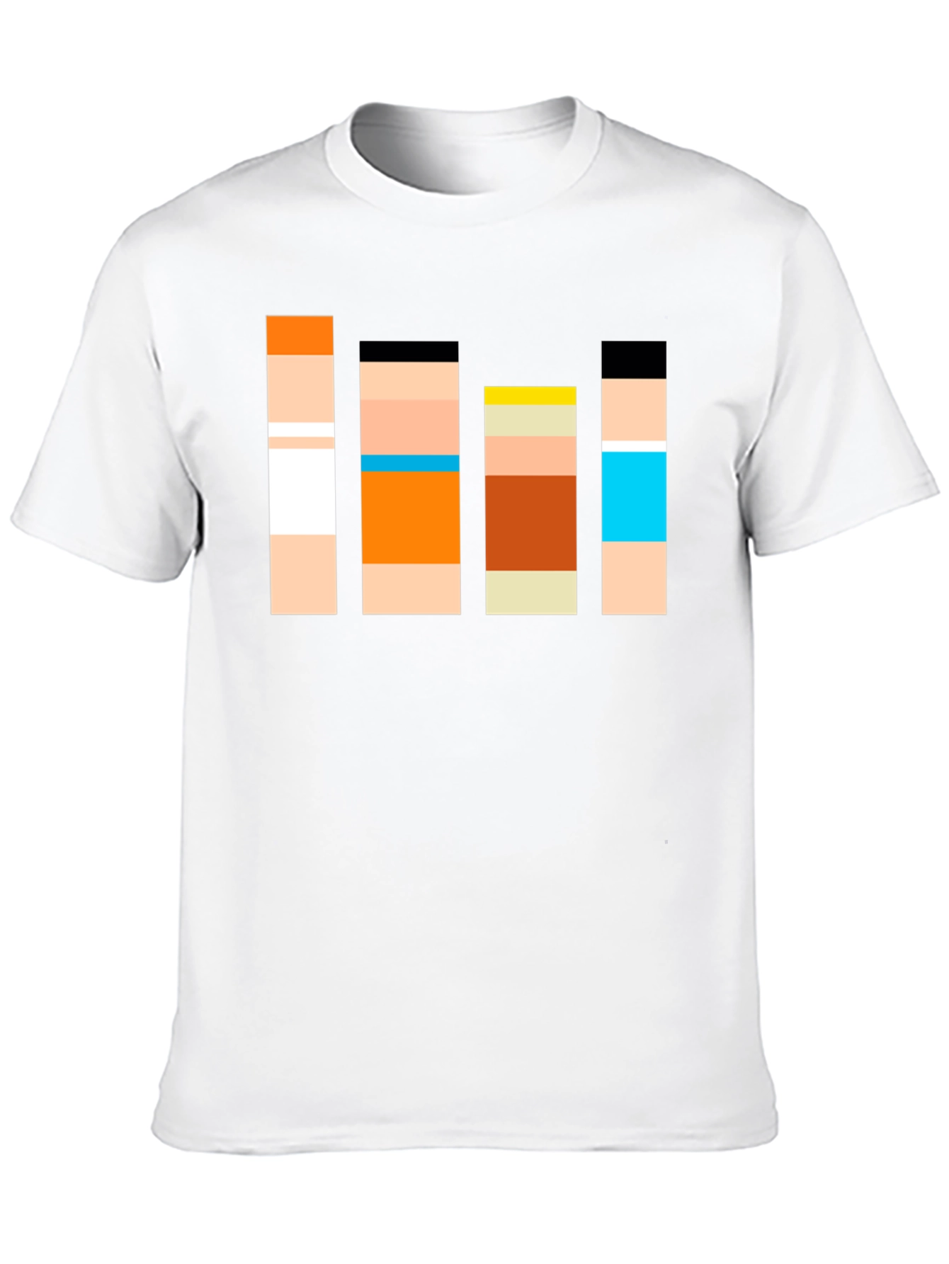 Retro Character Block T-Shirt - Classic Cartoon Style