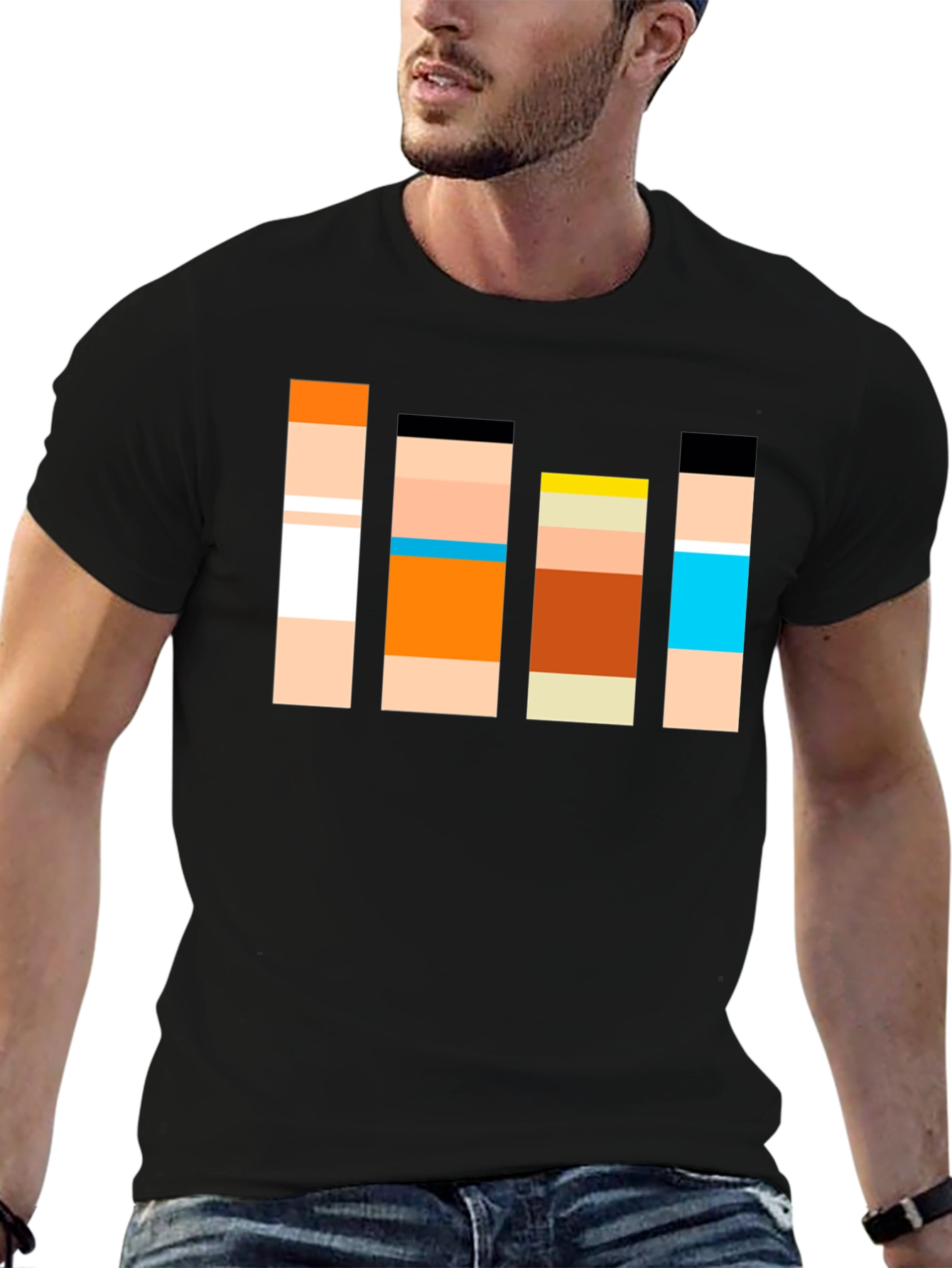 Retro Character Block T-Shirt - Classic Cartoon Style