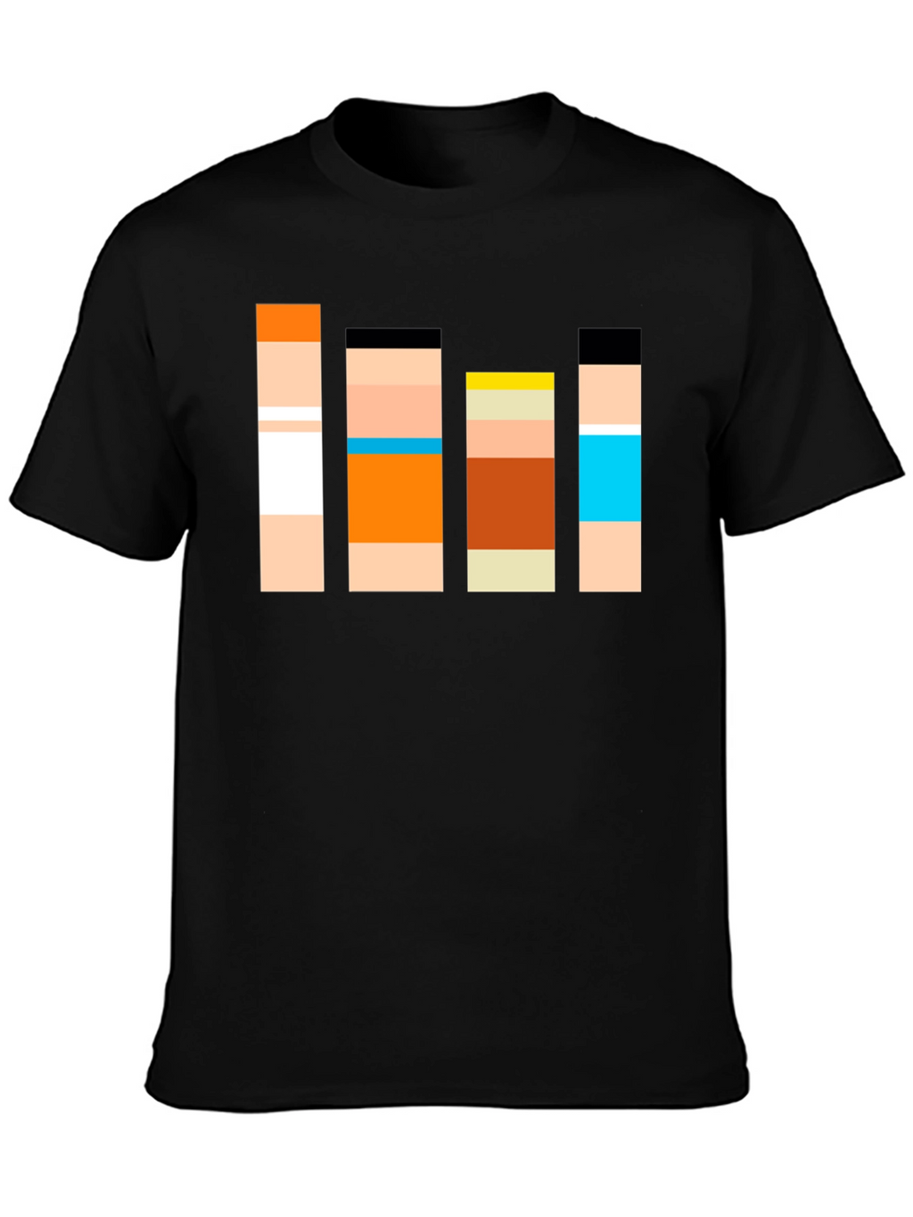 Retro Character Block T-Shirt - Classic Cartoon Style