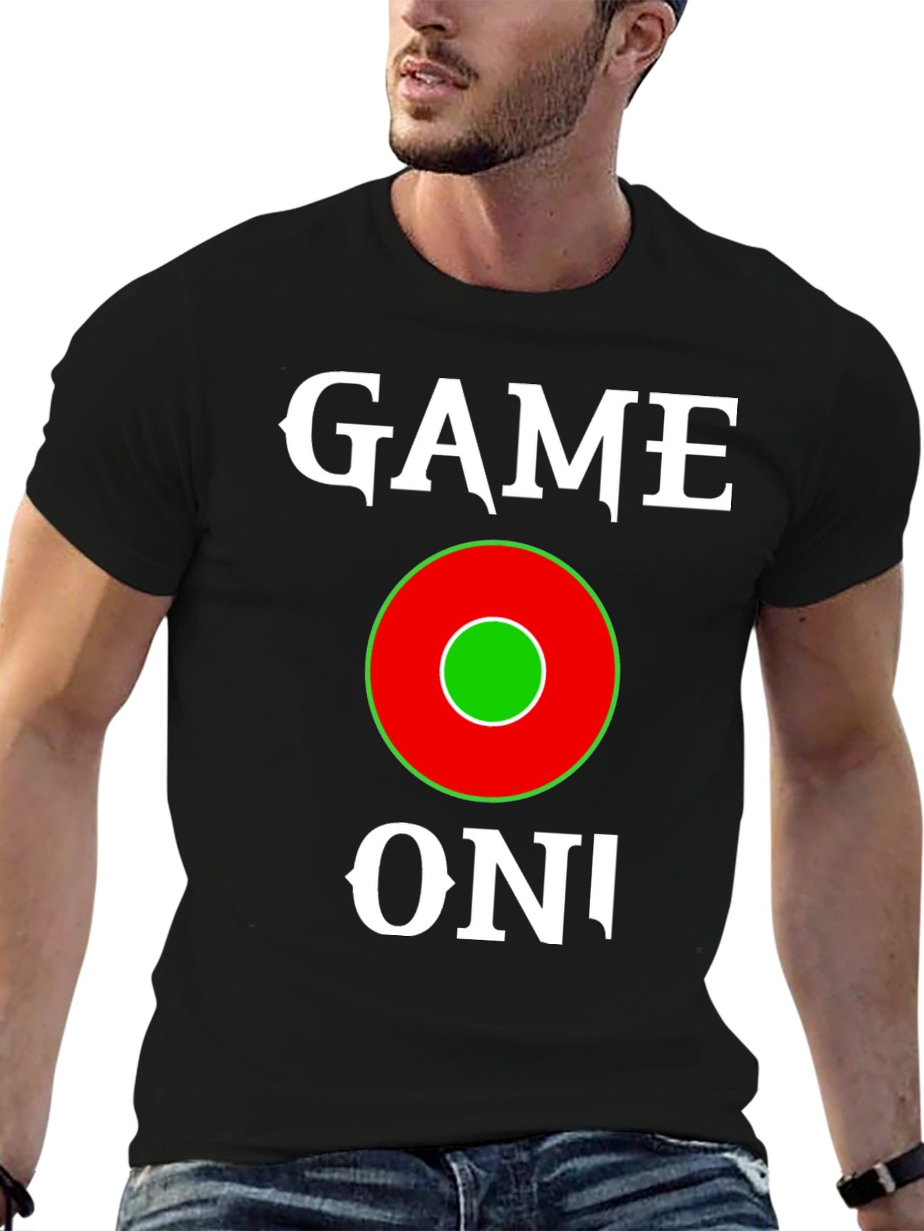 Game On Graphic Tee - Black Cotton T-Shirt