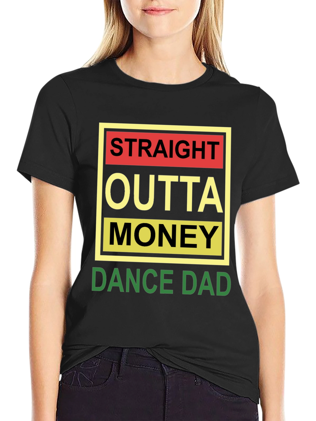 Straight Outta Money Dance Dad Black Tee