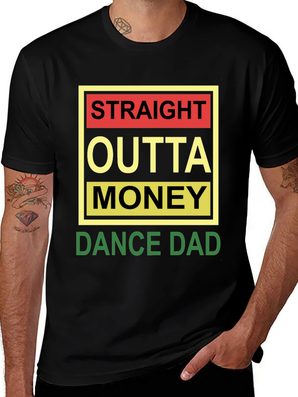 Straight Outta Money Dance Dad Black Tee
