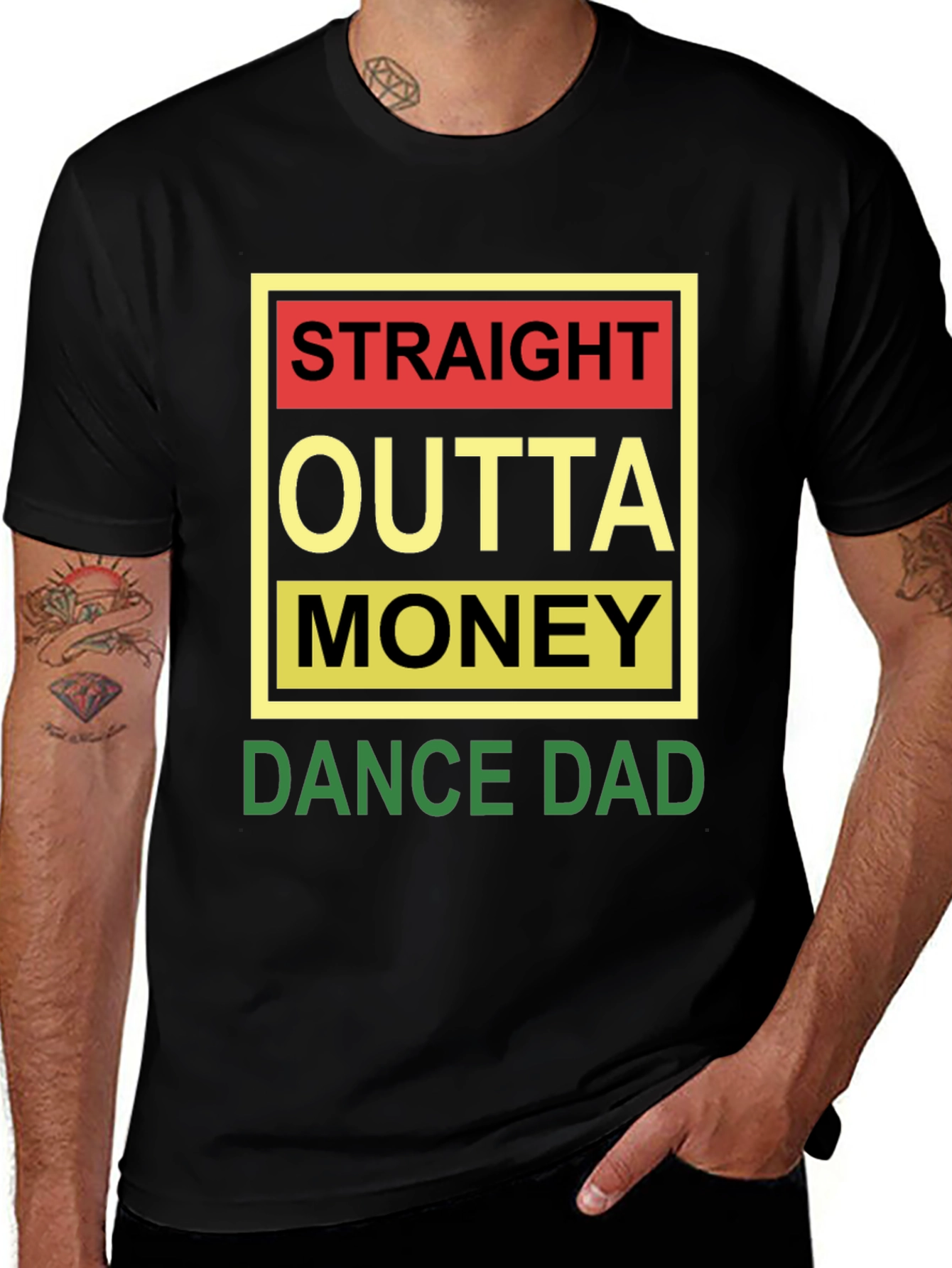 Straight Outta Money Dance Dad Black Tee