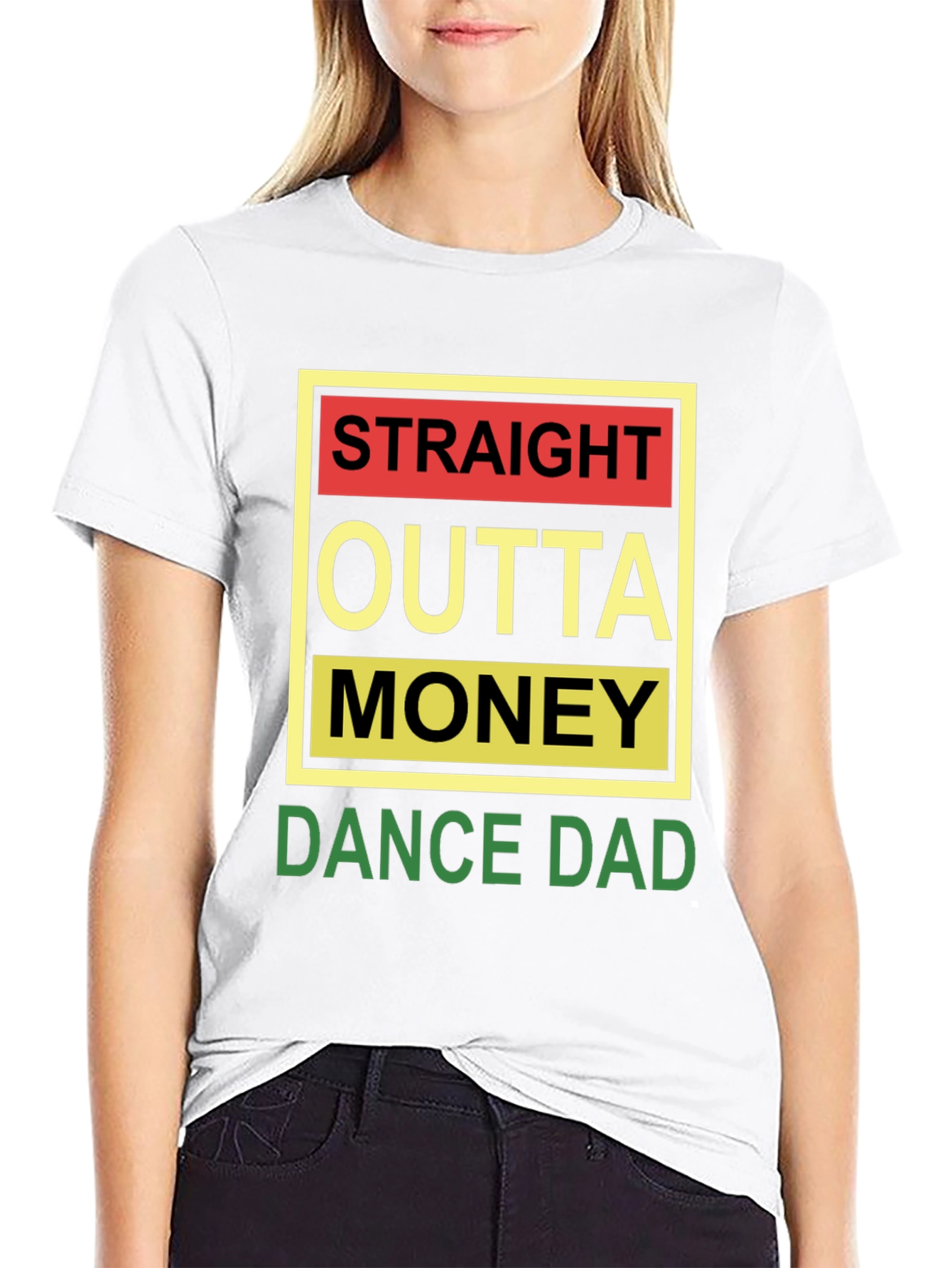 Straight Outta Money Dance Dad Black Tee