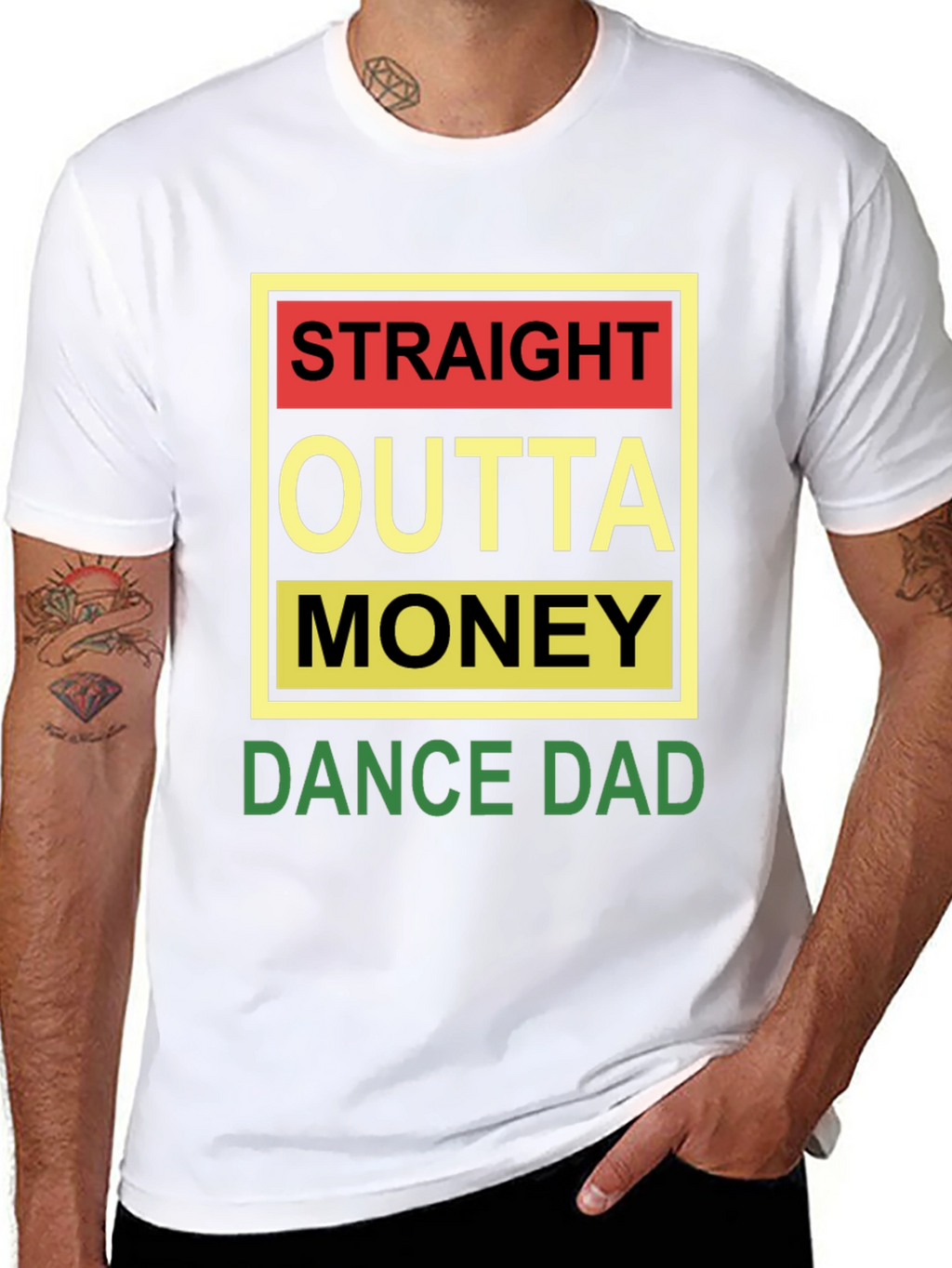 Straight Outta Money Dance Dad Black Tee