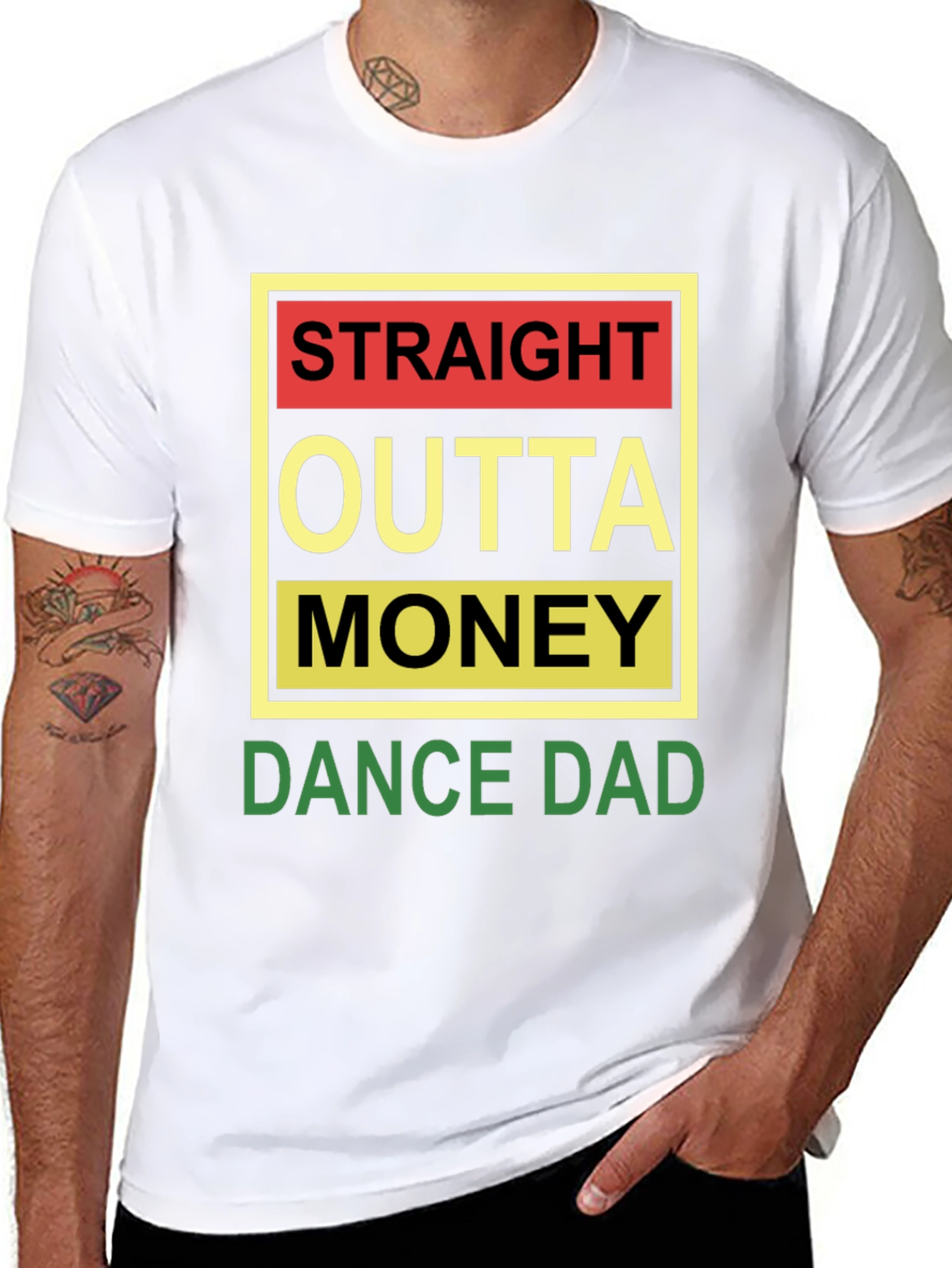 Straight Outta Money Dance Dad Black Tee