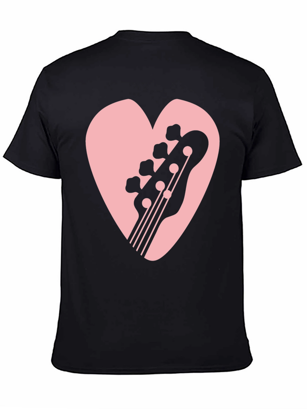 Bass Guitar Heart Graphic Black T-Shirt