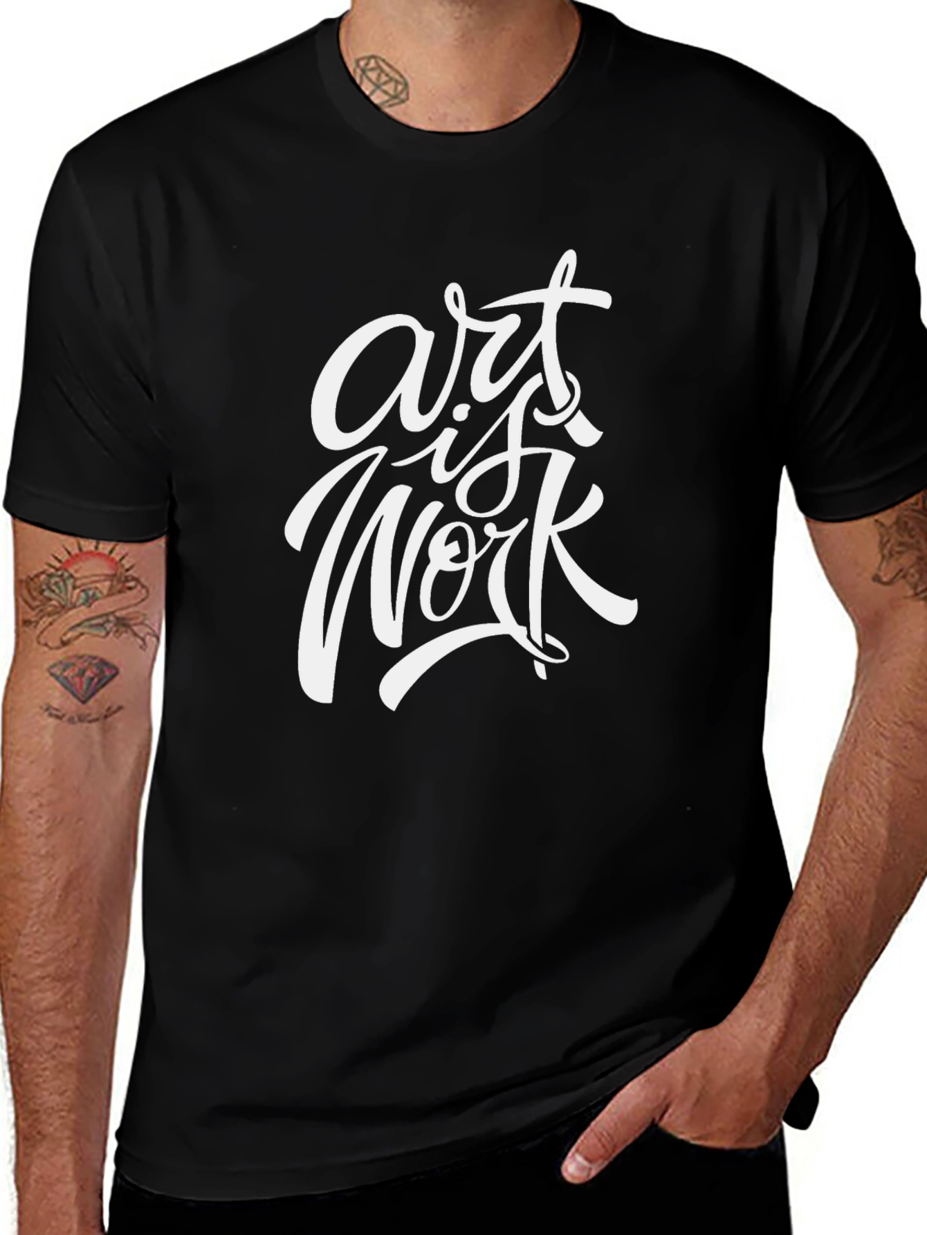 Art is Work Graphic Tee - Black Cotton T-Shirt