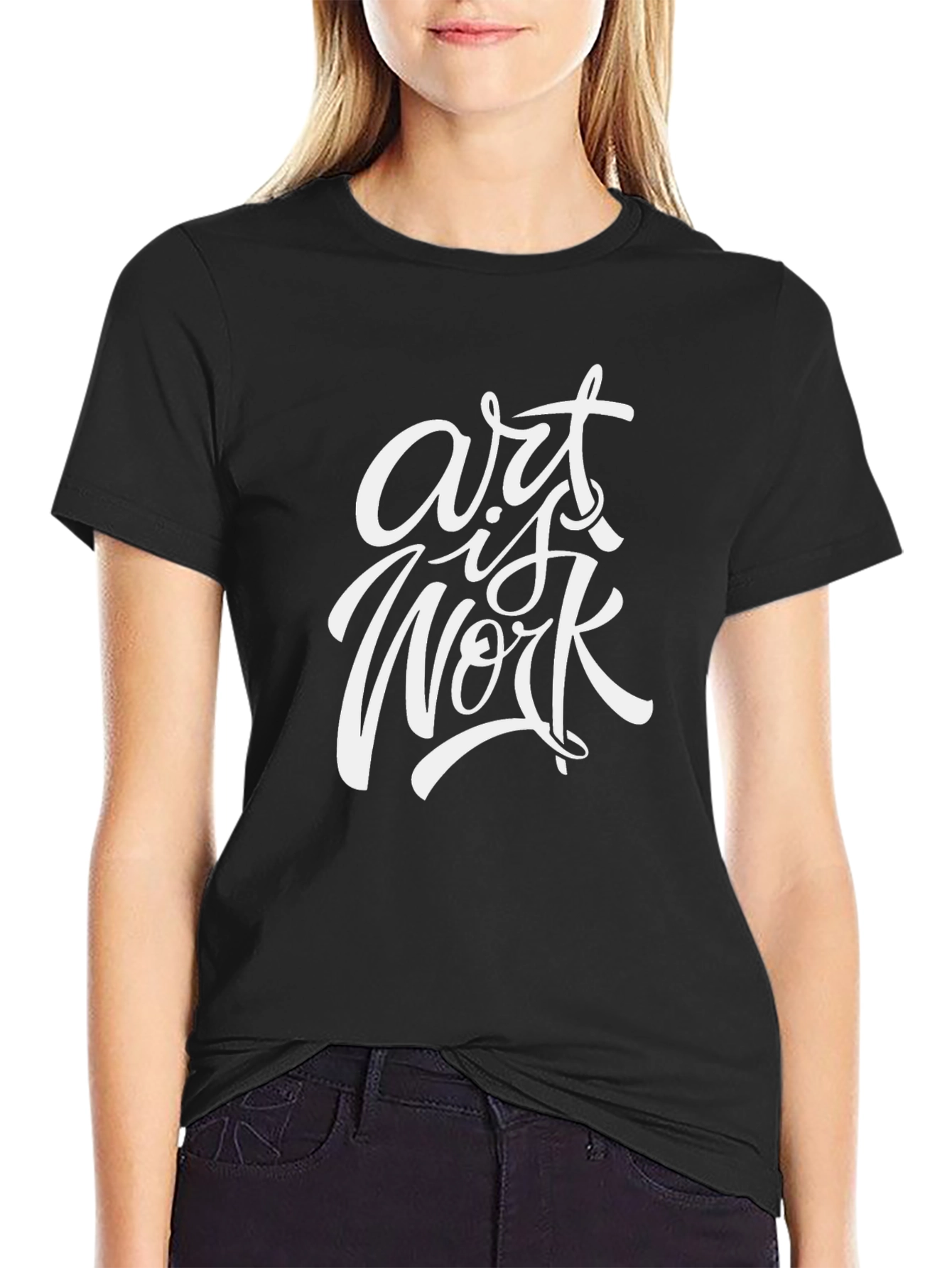 Art is Work Graphic Tee - Black Cotton T-Shirt