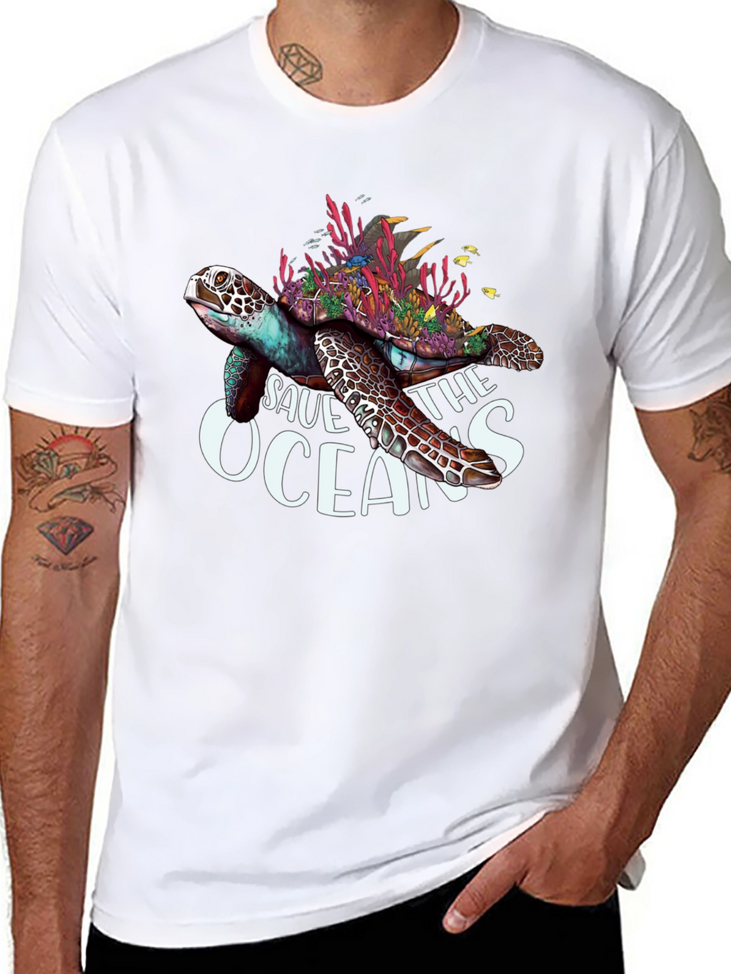 Save the Oceans Turtle Graphic T-Shirt