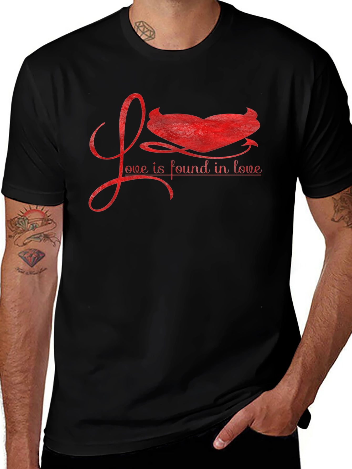 Love Found in Love Graphic Tee - Black Cotton T-Shirt