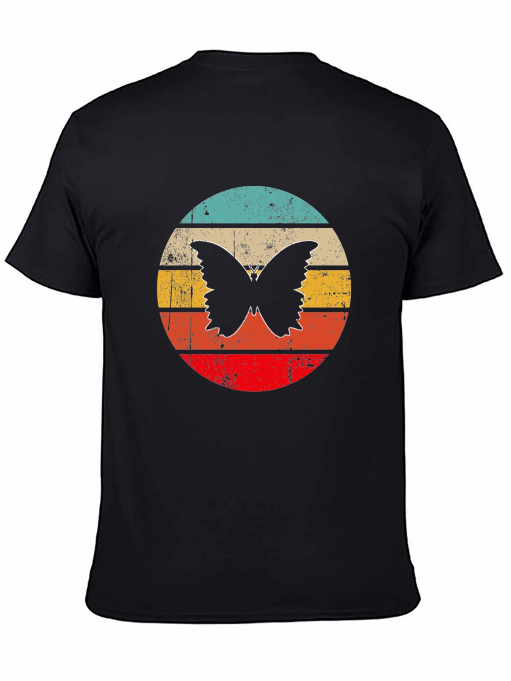 Retro Butterfly Graphic Black T-Shirt