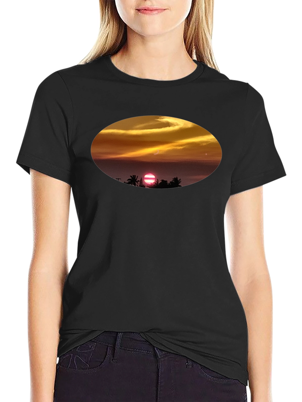Sunset Beach T-Shirt - Relaxed Fit Black Tee