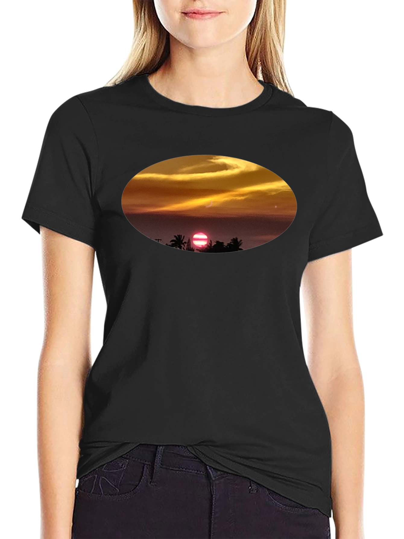 Sunset Beach T-Shirt - Relaxed Fit Black Tee