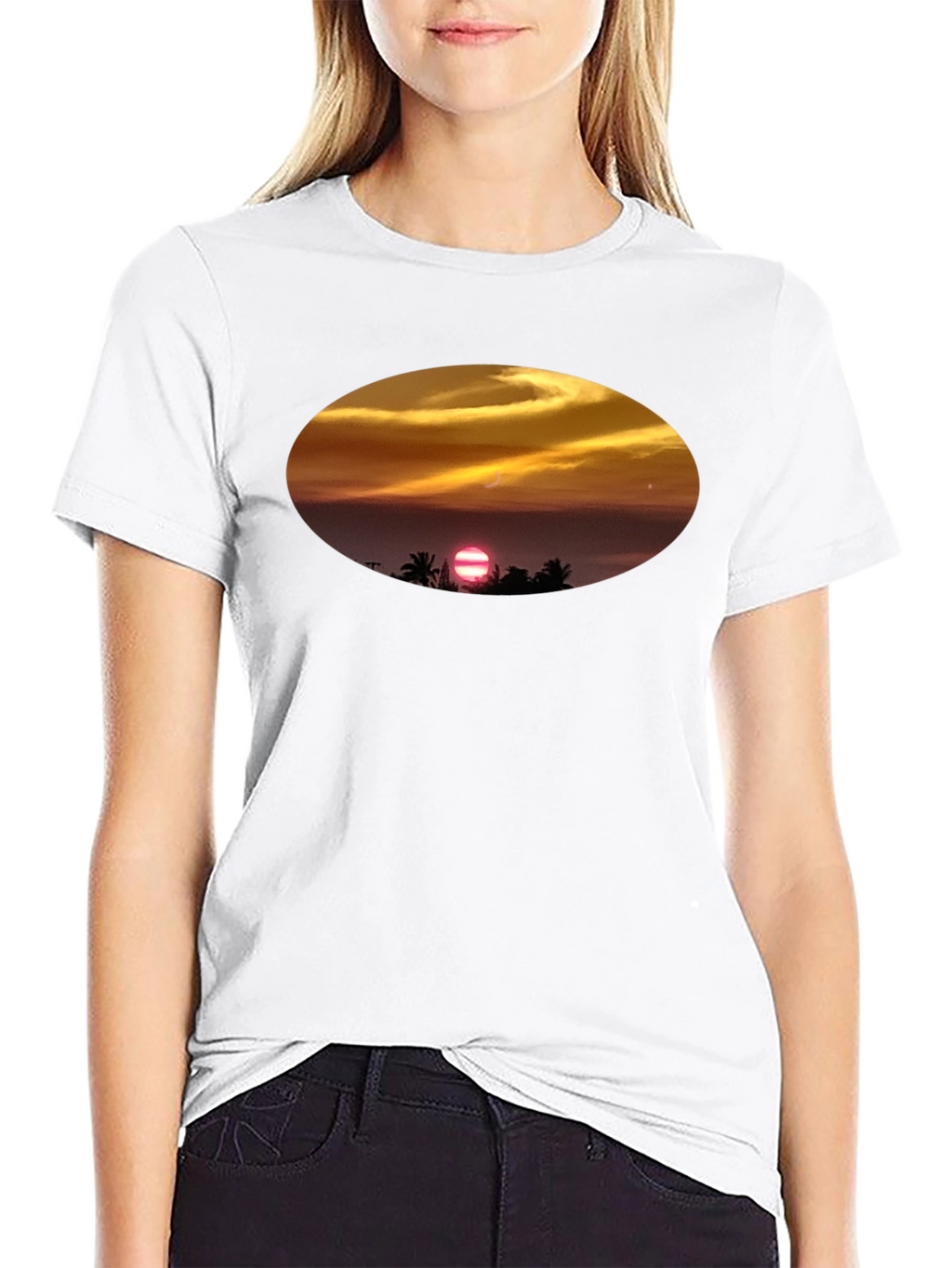 Sunset Beach T-Shirt - Relaxed Fit Black Tee