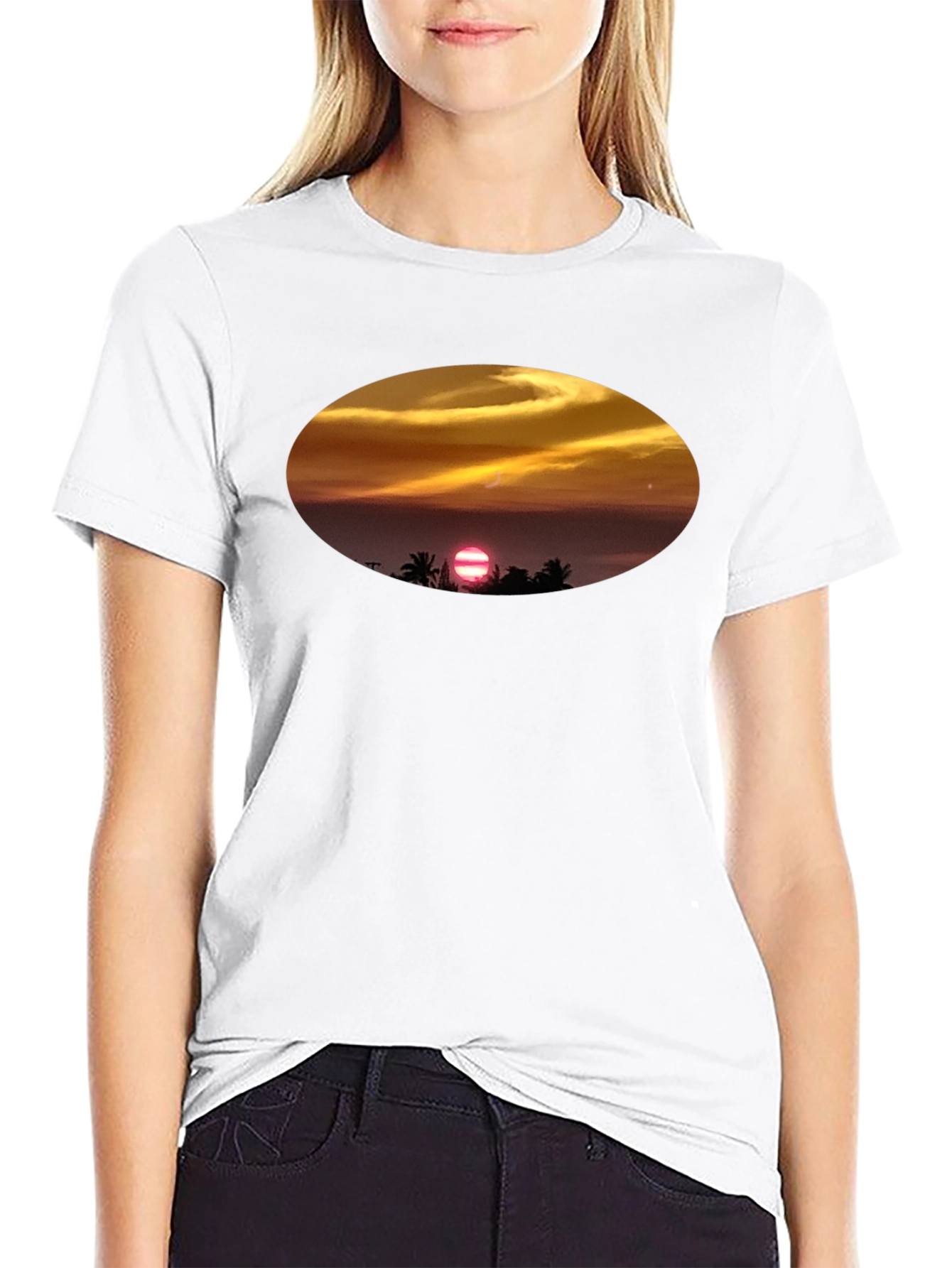 Sunset Beach T-Shirt - Relaxed Fit Black Tee