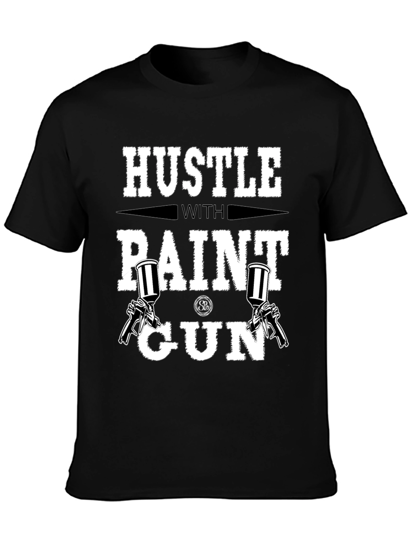 Hustle with Paint Gun Black T-Shirt