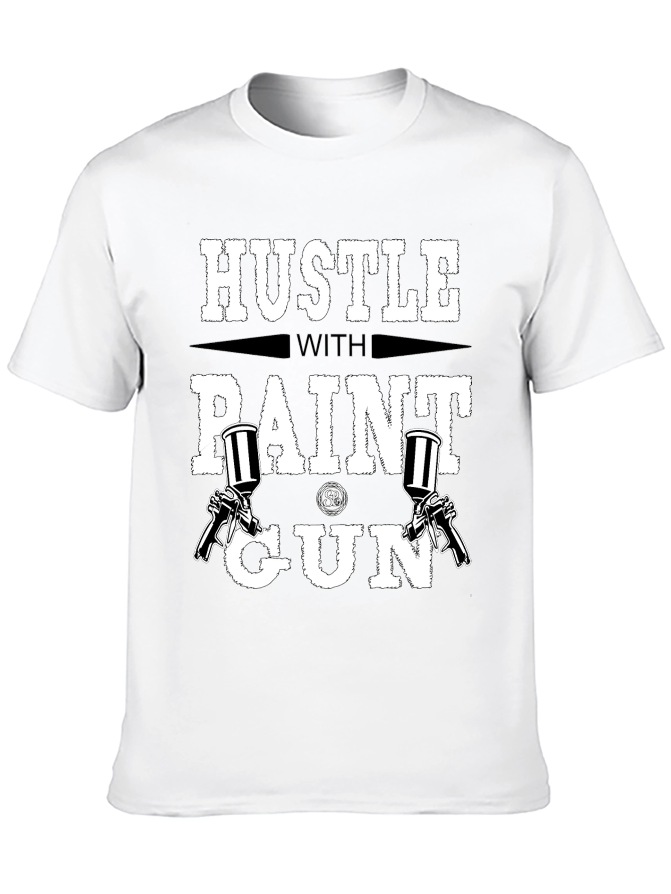 Hustle with Paint Gun Black T-Shirt