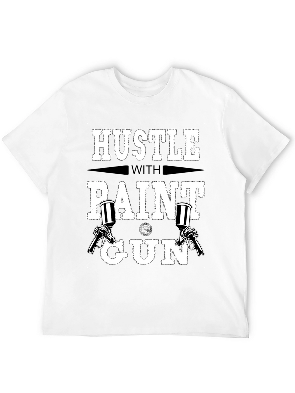 Hustle with Paint Gun Black T-Shirt
