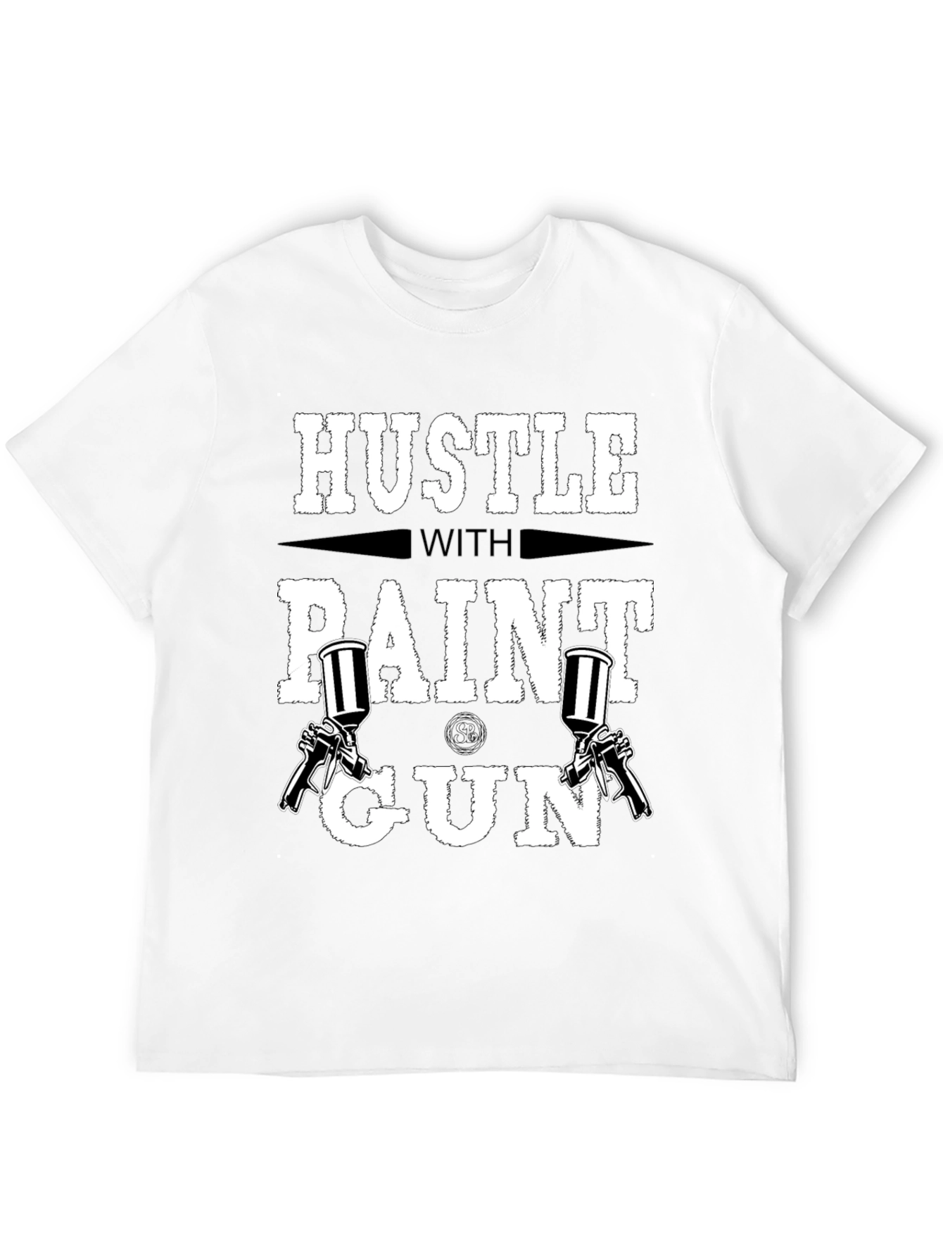 Hustle with Paint Gun Black T-Shirt