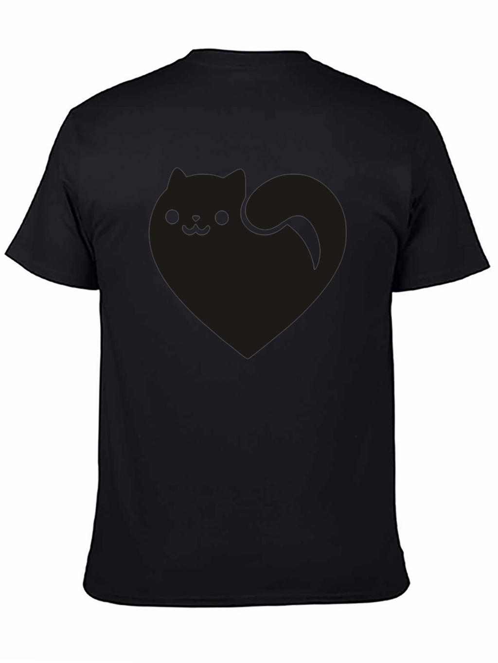 Cute Black Cat Heart Graphic Tee - Soft Cotton