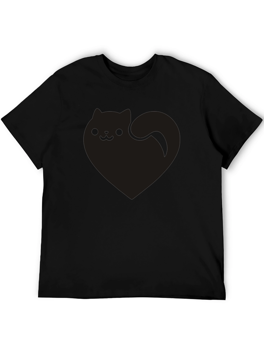 Cute Black Cat Heart Graphic Tee - Soft Cotton