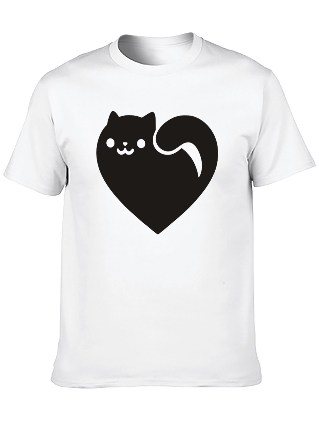 Cute Black Cat Heart Graphic Tee - Soft Cotton