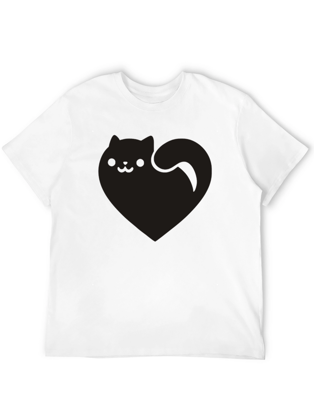 Cute Black Cat Heart Graphic Tee - Soft Cotton