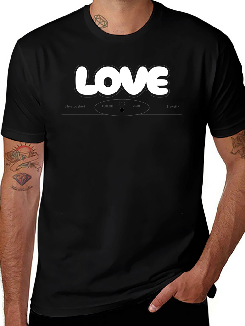 Love Graphic Black Crew Neck T-Shirt
