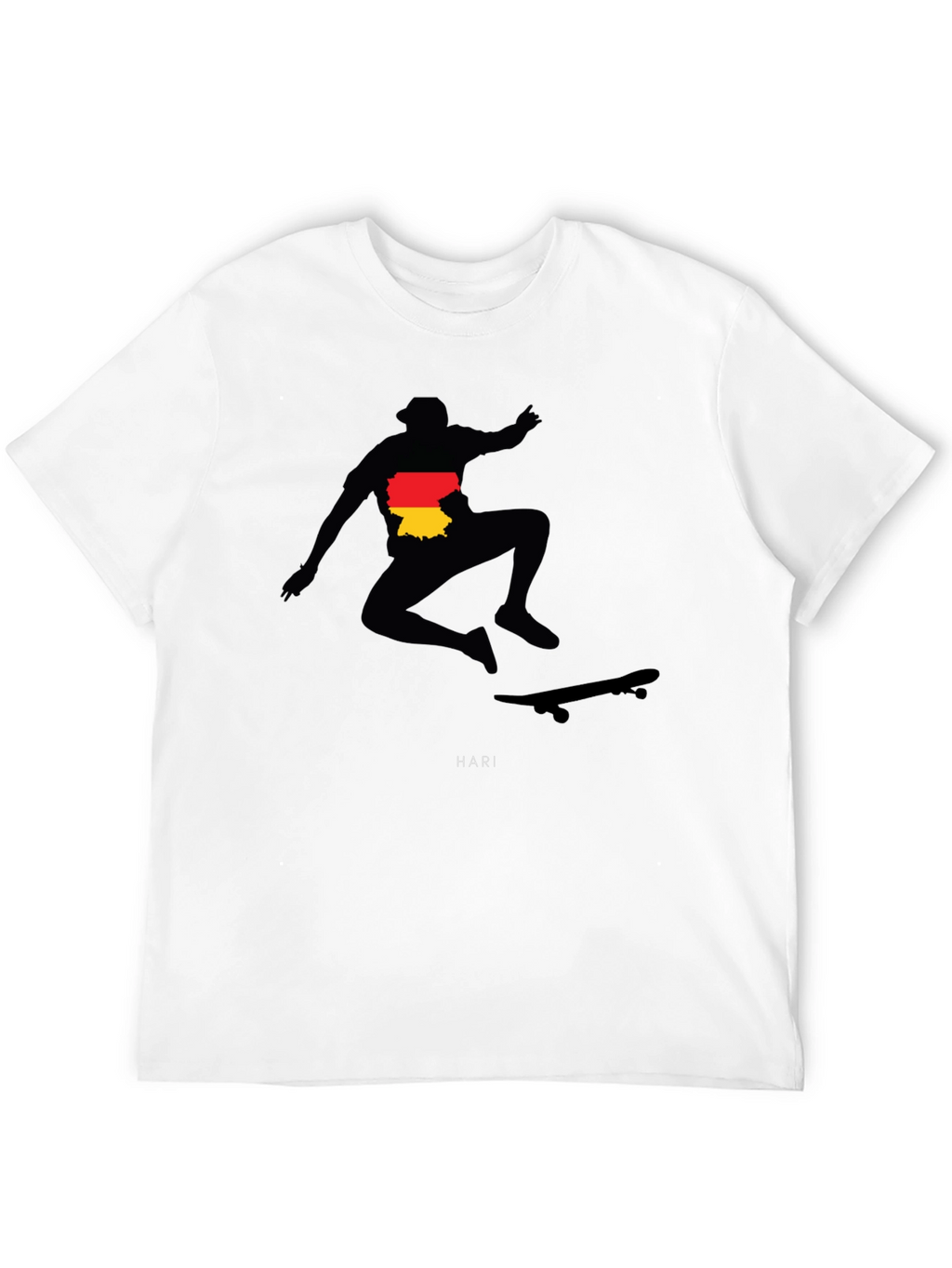 Skateboarder Germany Flag Graphic Black T-Shirt