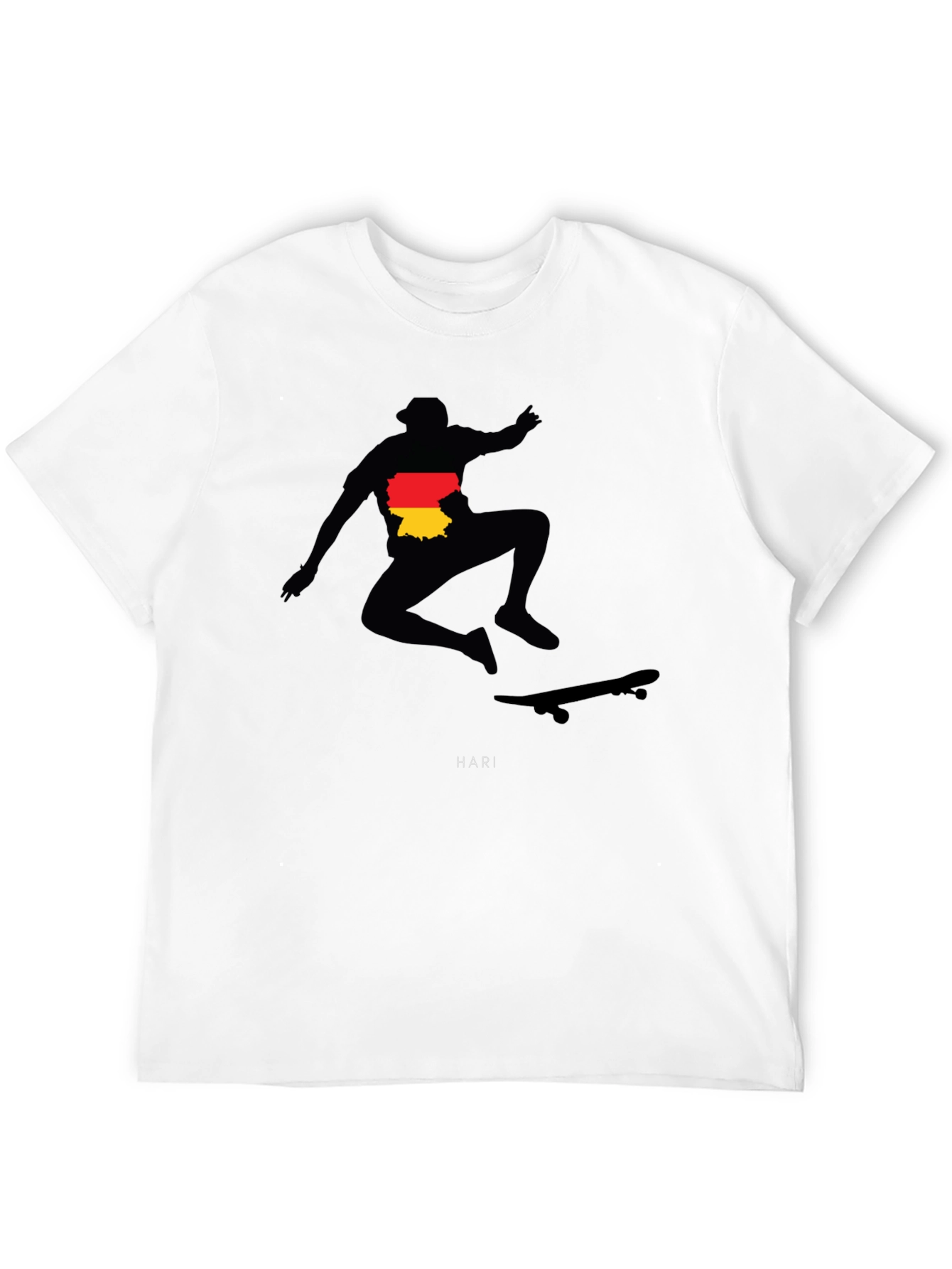 Skateboarder Germany Flag Graphic Black T-Shirt